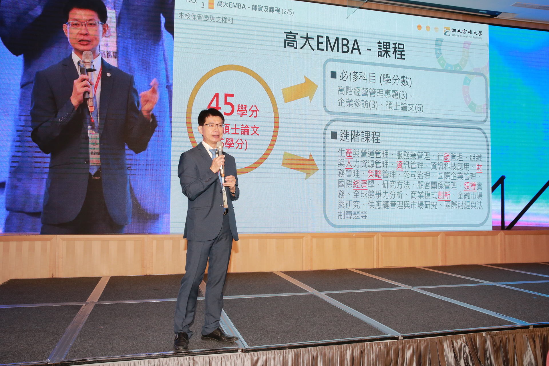 EMBA中心主任翁銘章強調彈性修課、終生保固。