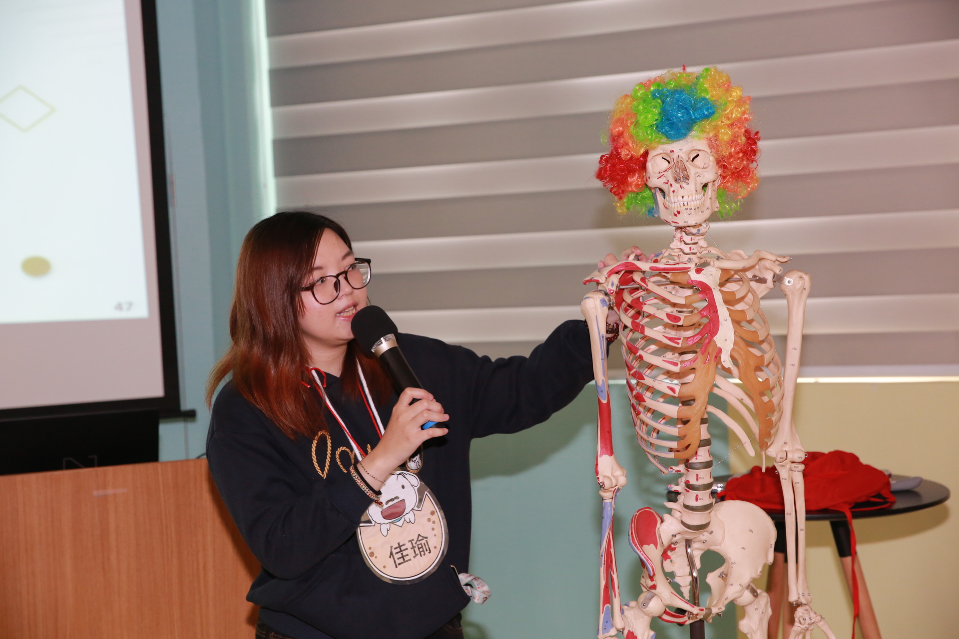 運健休系學生介紹人體骨骼構造