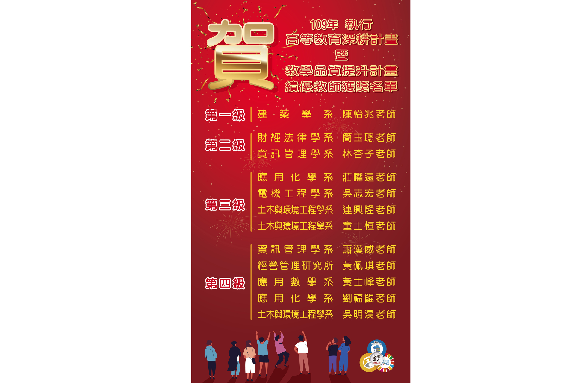 高等教育深耕計畫暨教學品質提升計畫績優教師